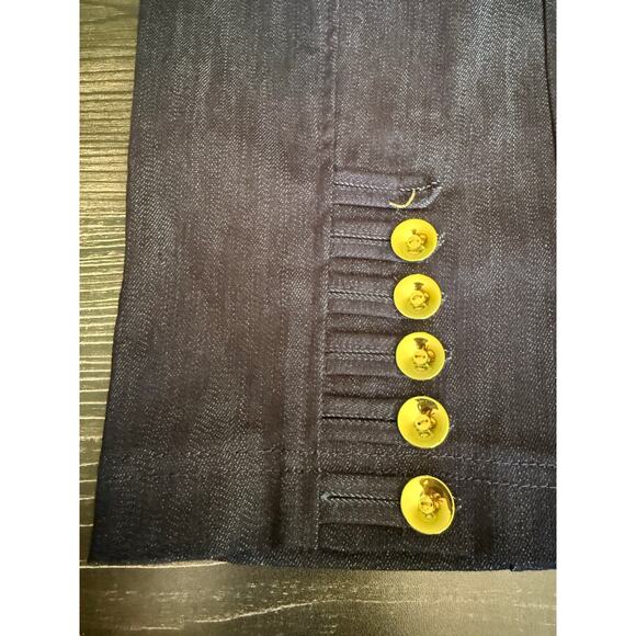 NWT Anthropologie Leifsdottir Gold Button Military Denim Mini Skirt Sz 6 - Picture 2 of 10